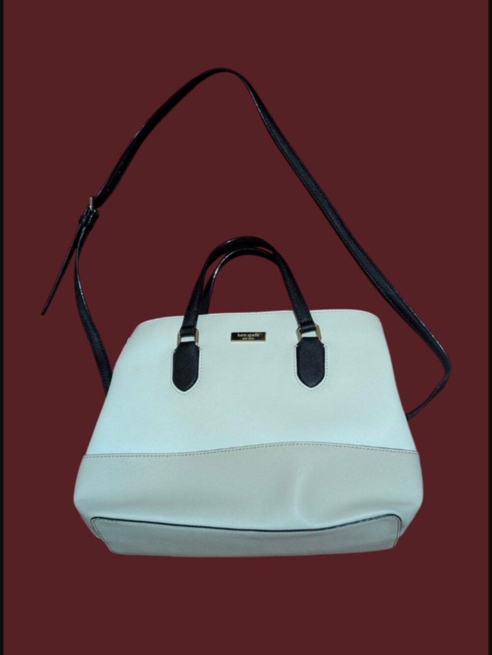 Kate Spade New York Color Block Cream Tan Black Shoulder Bag